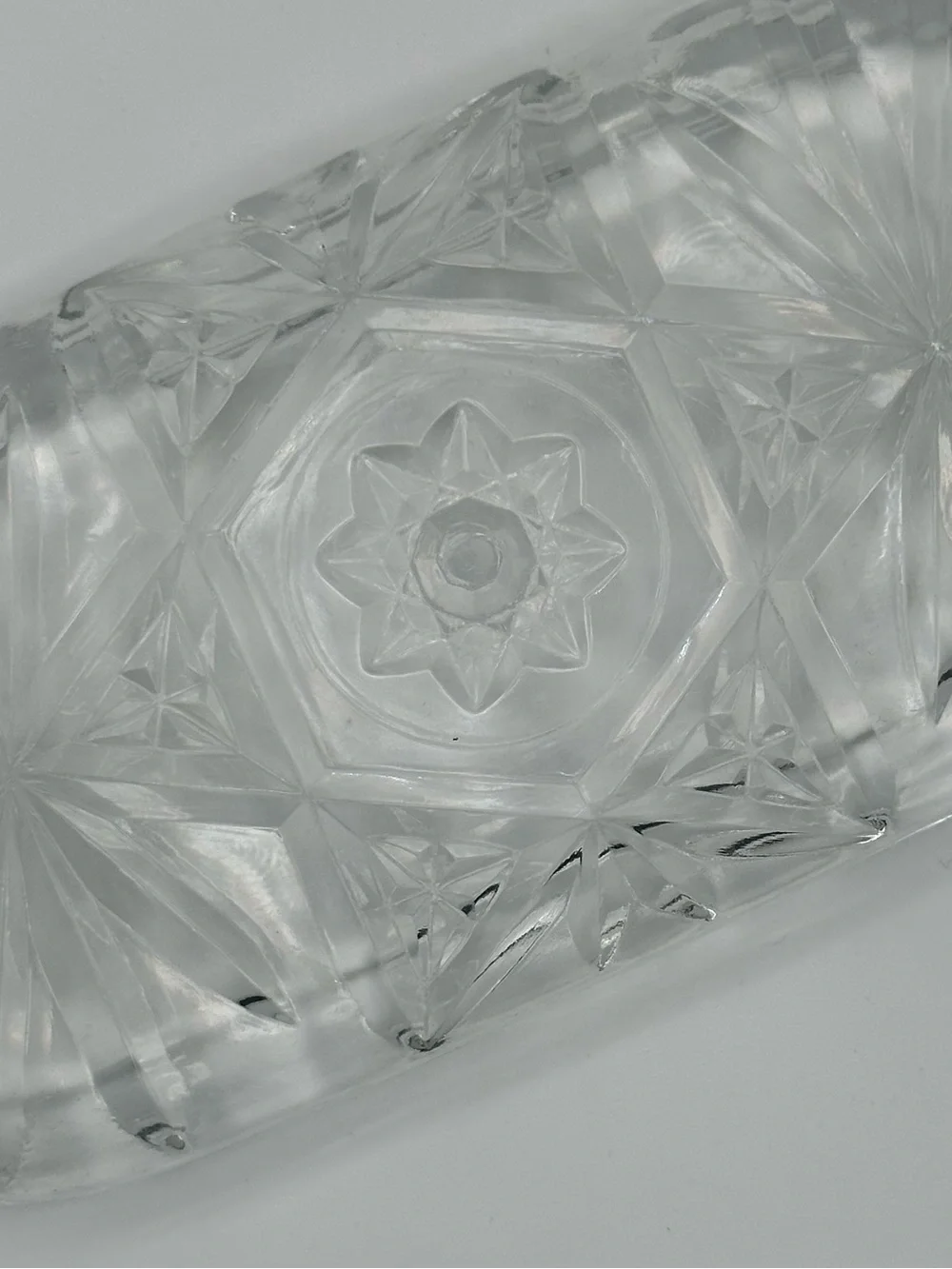Vintage Cut Crystal Butter Dish Trinket Tray Soap Dish Vanity Catchall